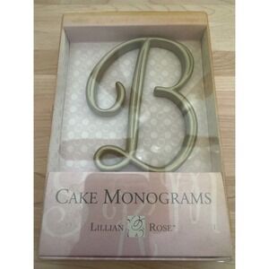 Lillian Rose Cake Monogram Letter B Silver Wedding Cake Topper Brushed Metal